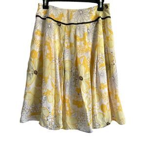 Bob Mackie Studio Womens Size 6‎ 100% Silk Floral Daisy Pleated Skirt